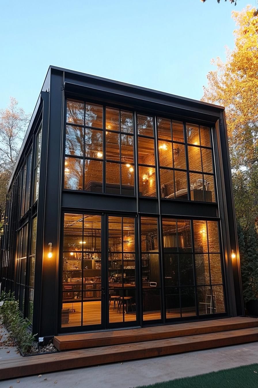 modern industrial style house with large windows built on an old factory 3