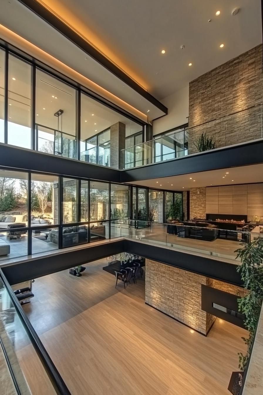 modern suburban mansion with glass atrium 3