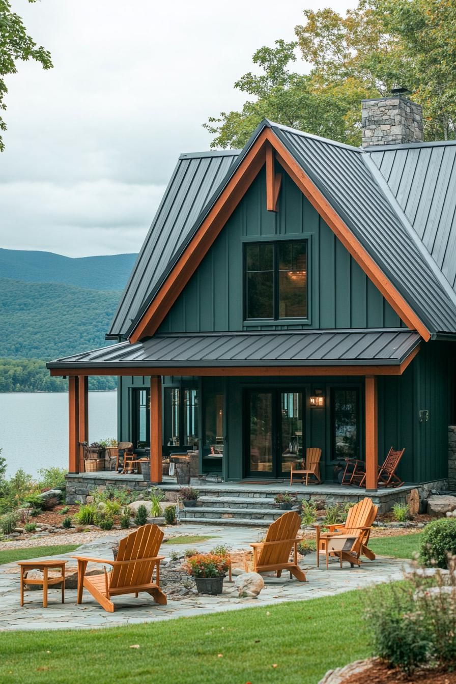 Teal Green With Rustic Log Elements