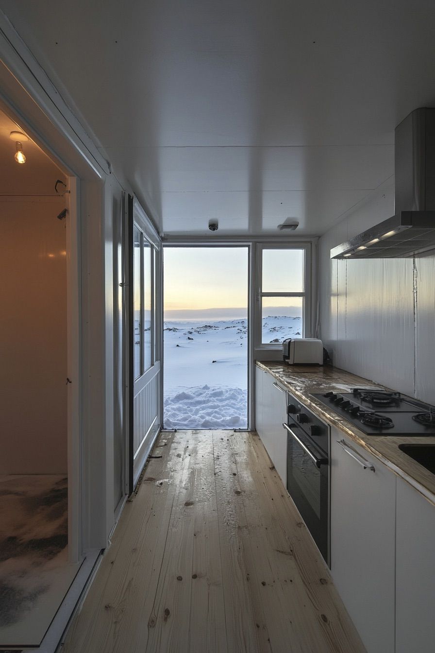 shipping container cabin winter 3