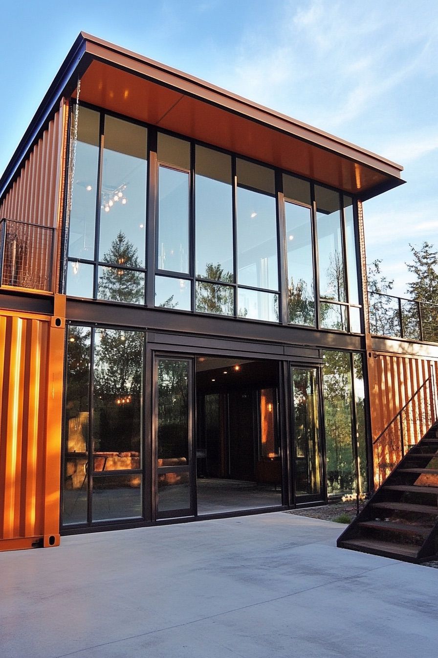 shipping container house glass walls 3
