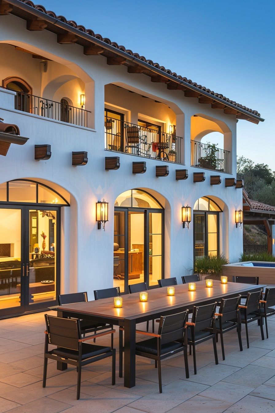 mediterranean house outdoor dining area