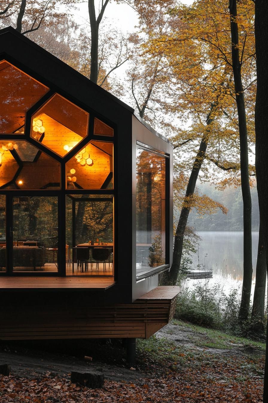 Hexagonal Cabin With Panoramic Windows