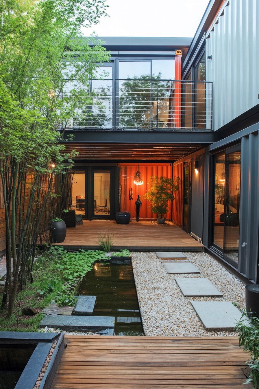 shipping container house courtyard 3