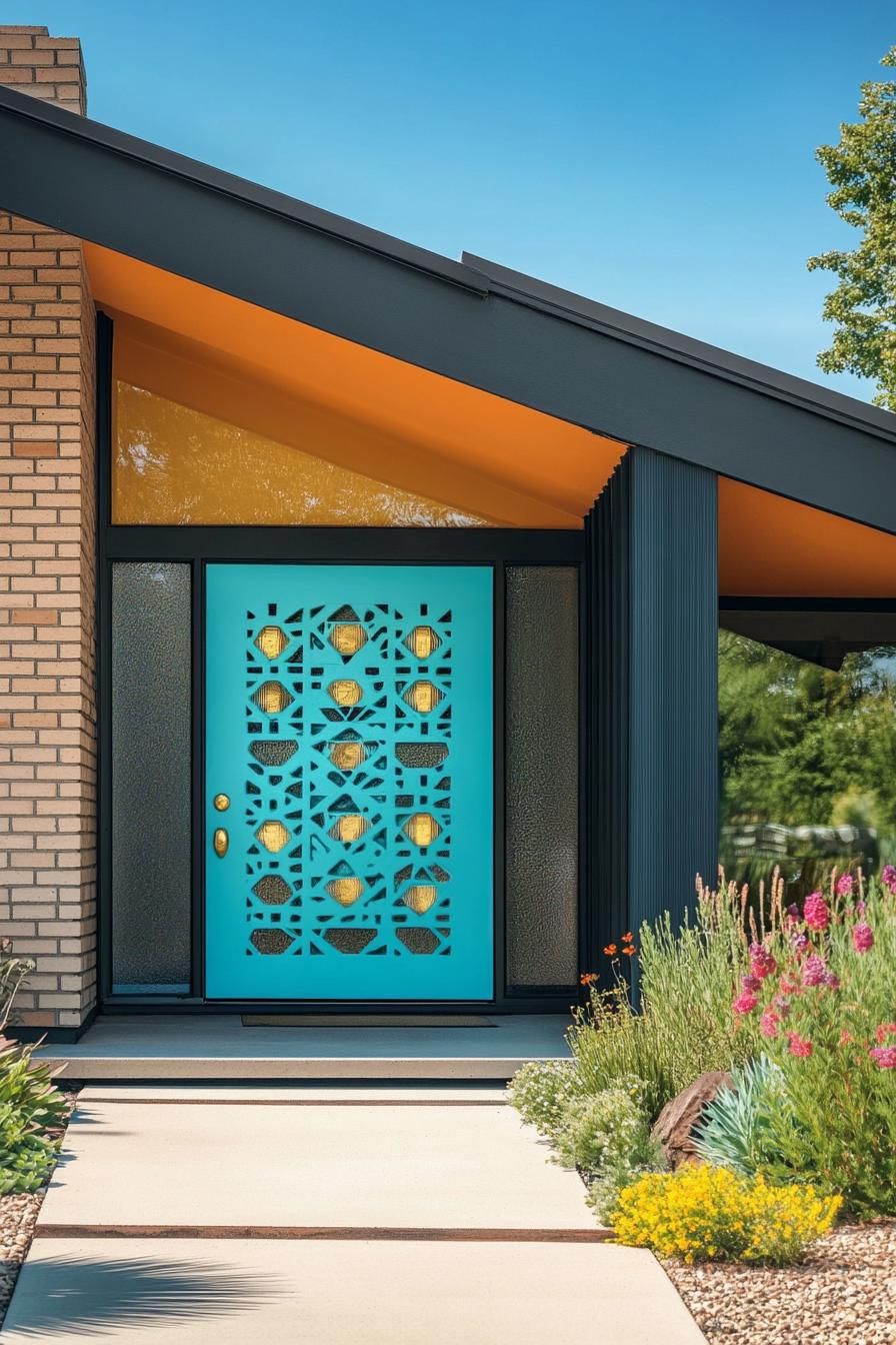 Turquoise and Tangerine With Geometric Patterns