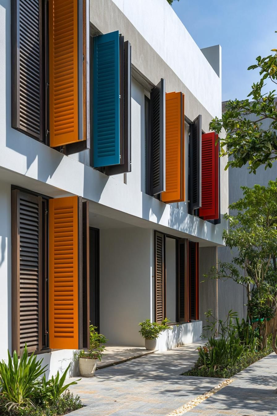 modern terrace house mediterranean style with colored shutters 2