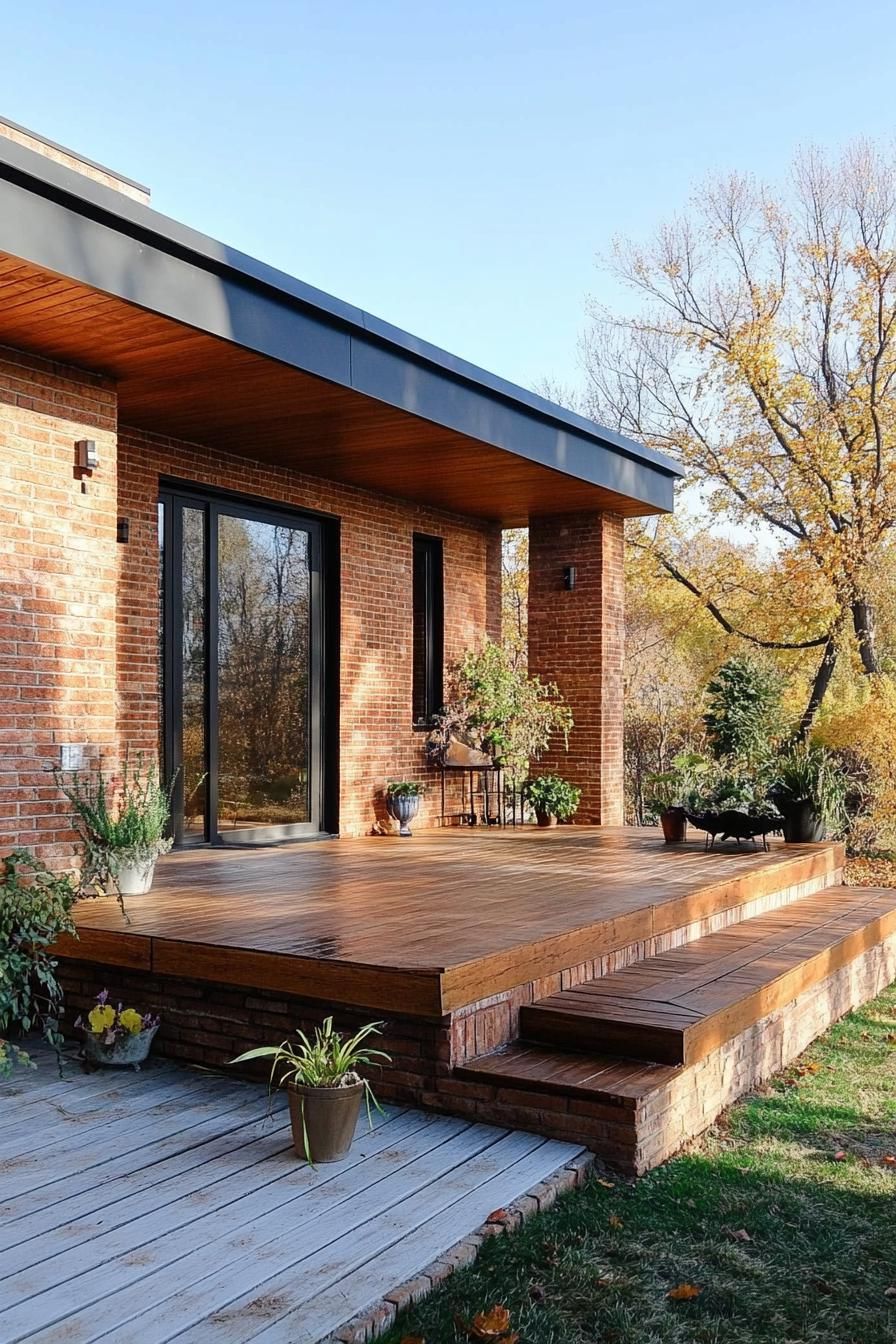 modern natural brick house with brick porch 1