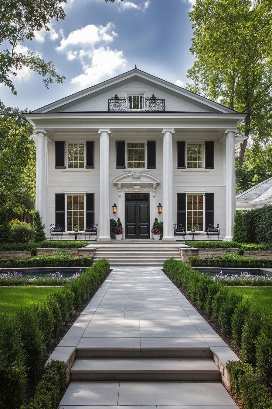 elegant georgian dream house with classic front yard 3