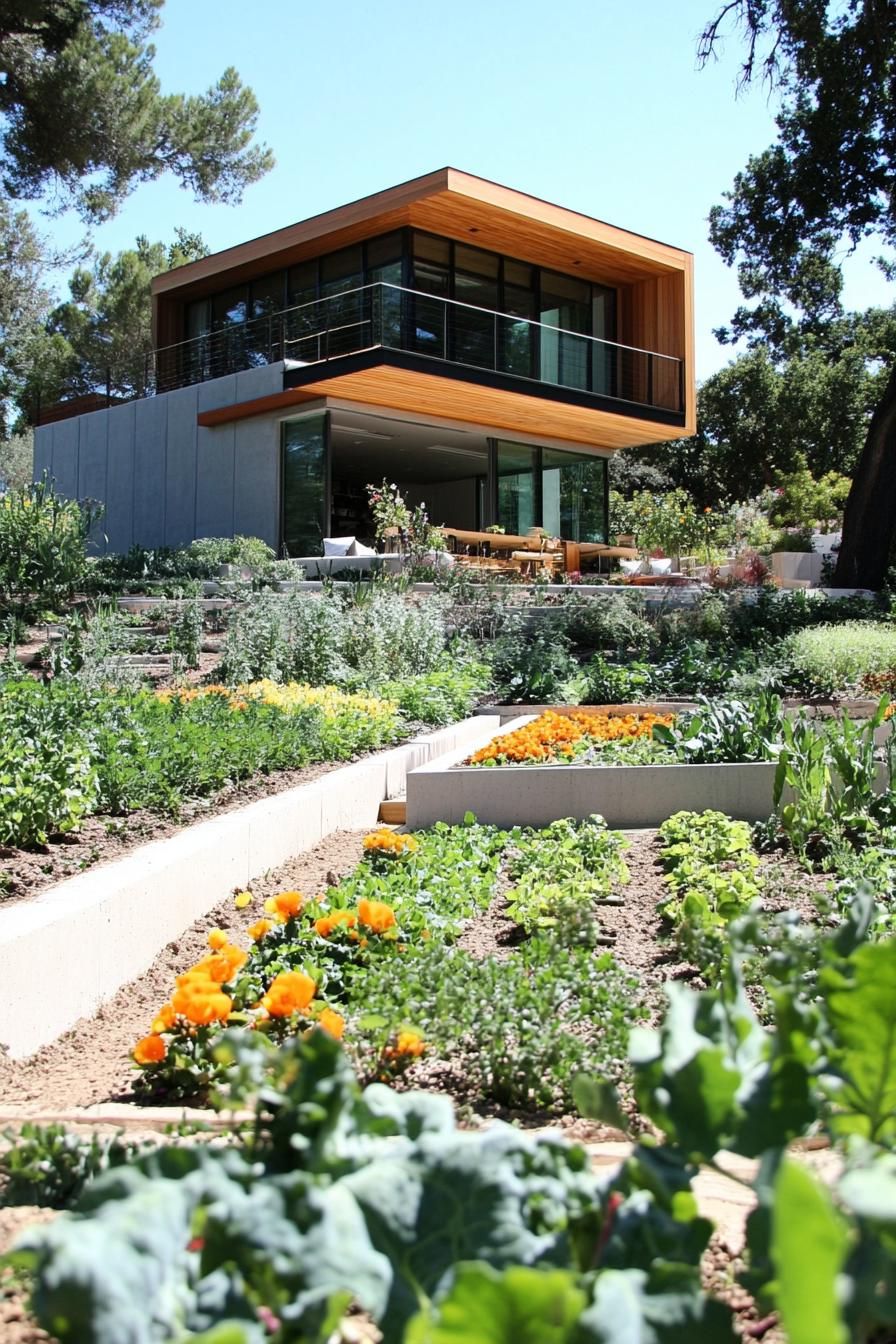modern house sustainable edible garden with irrigation 2