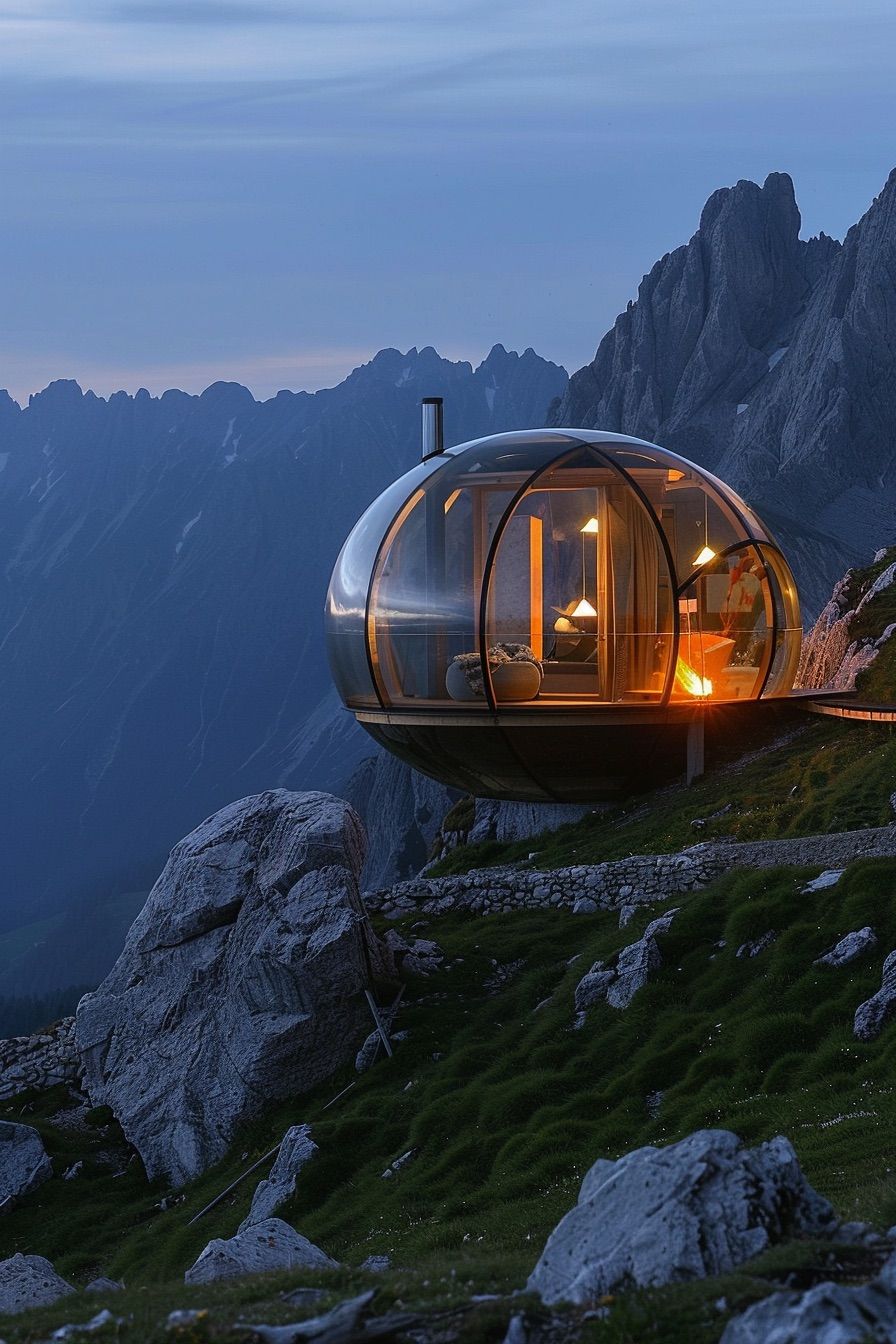Suspended Glass Sphere Cabin