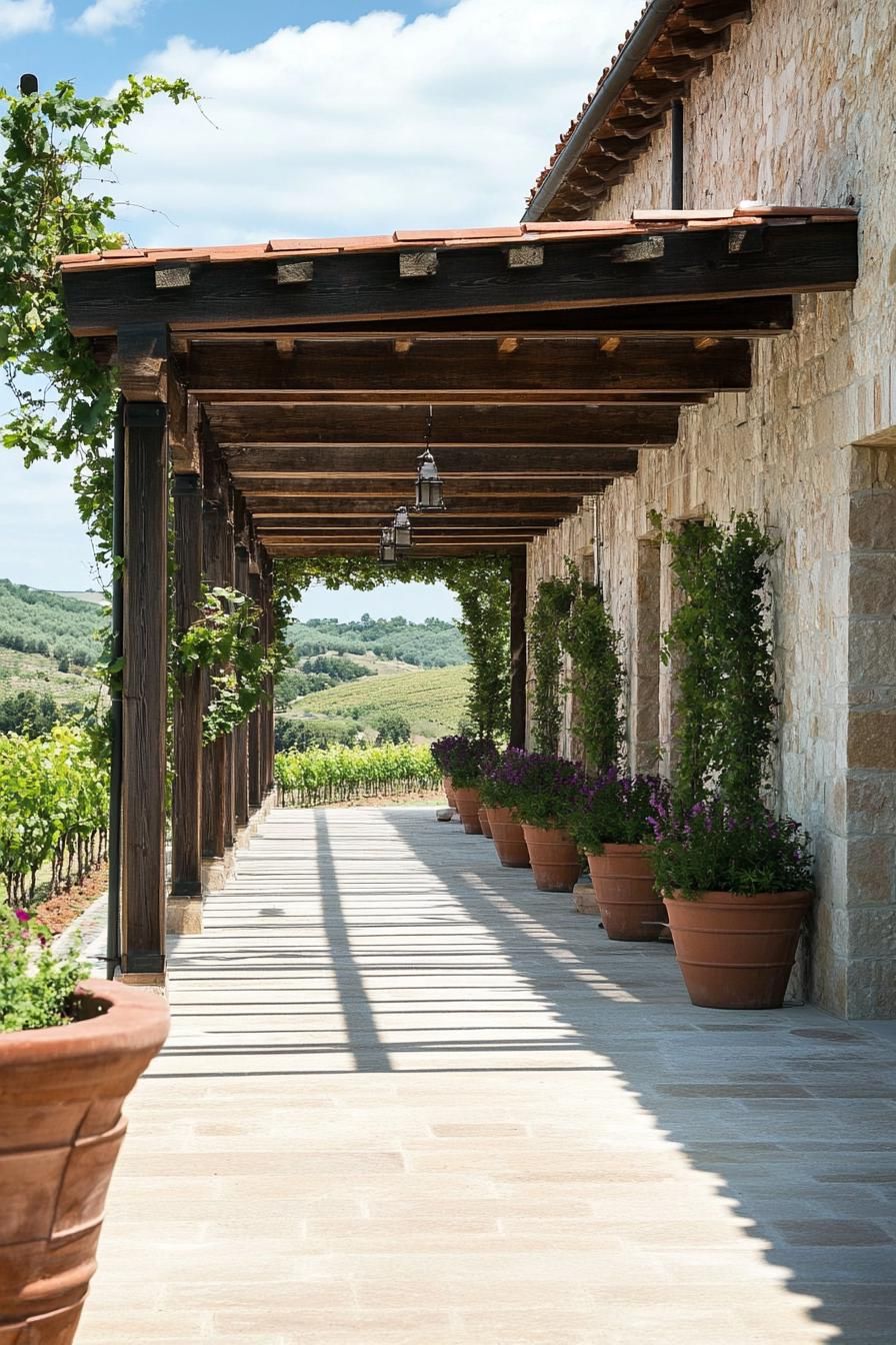 modern Tuscan vineyard estate with pergola 3