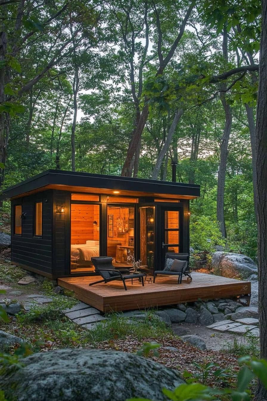 secluded modern cabin with private lake beach 3