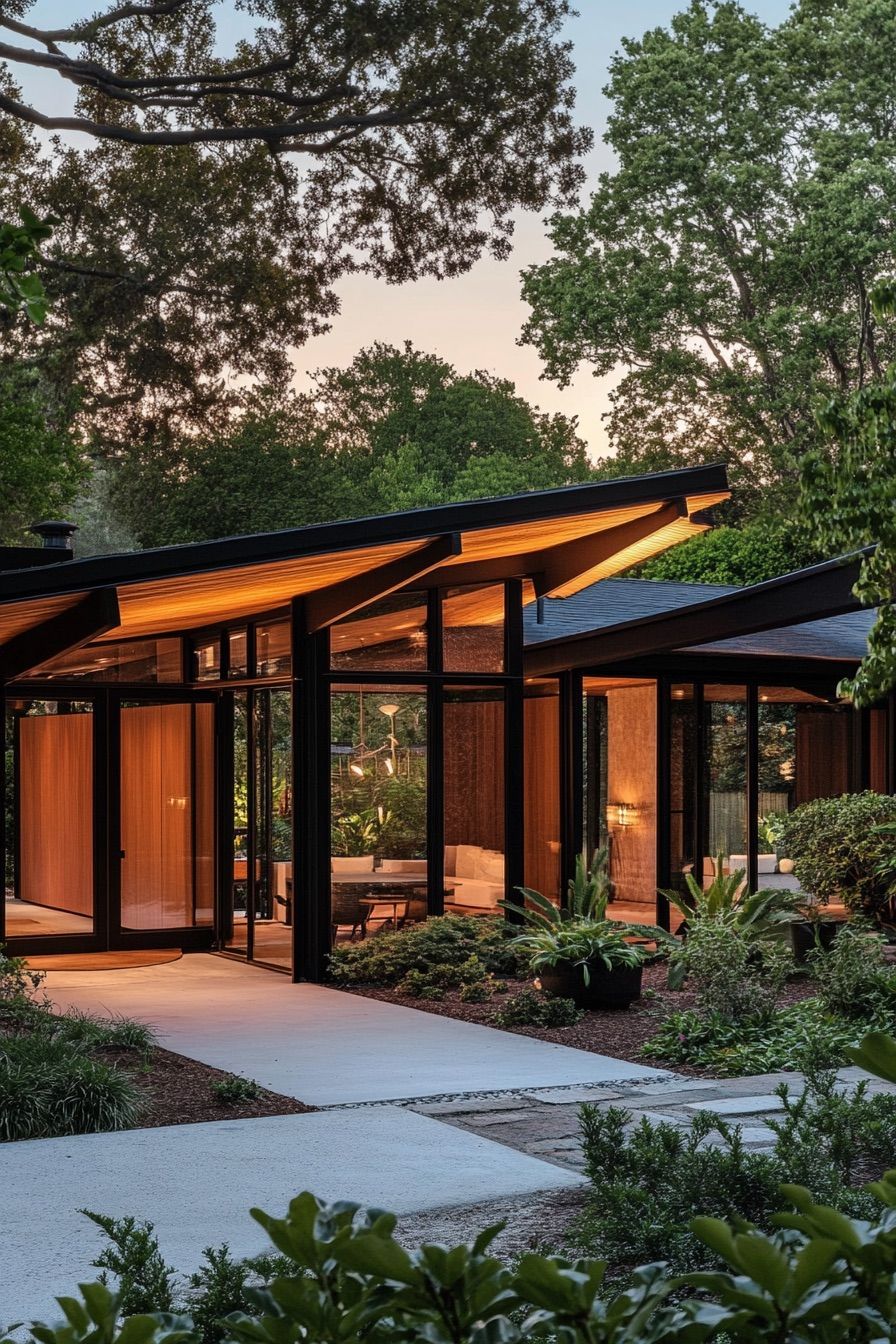 mid century modern house butterfly roof 2