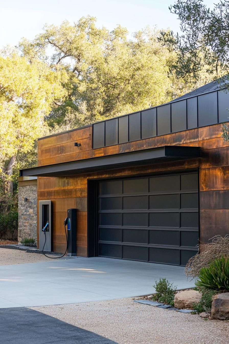 modern house garage with EV charging station 2