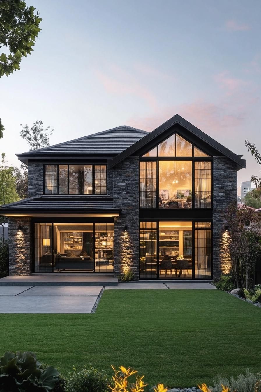 Stunning Modern Suburban House At Dusk