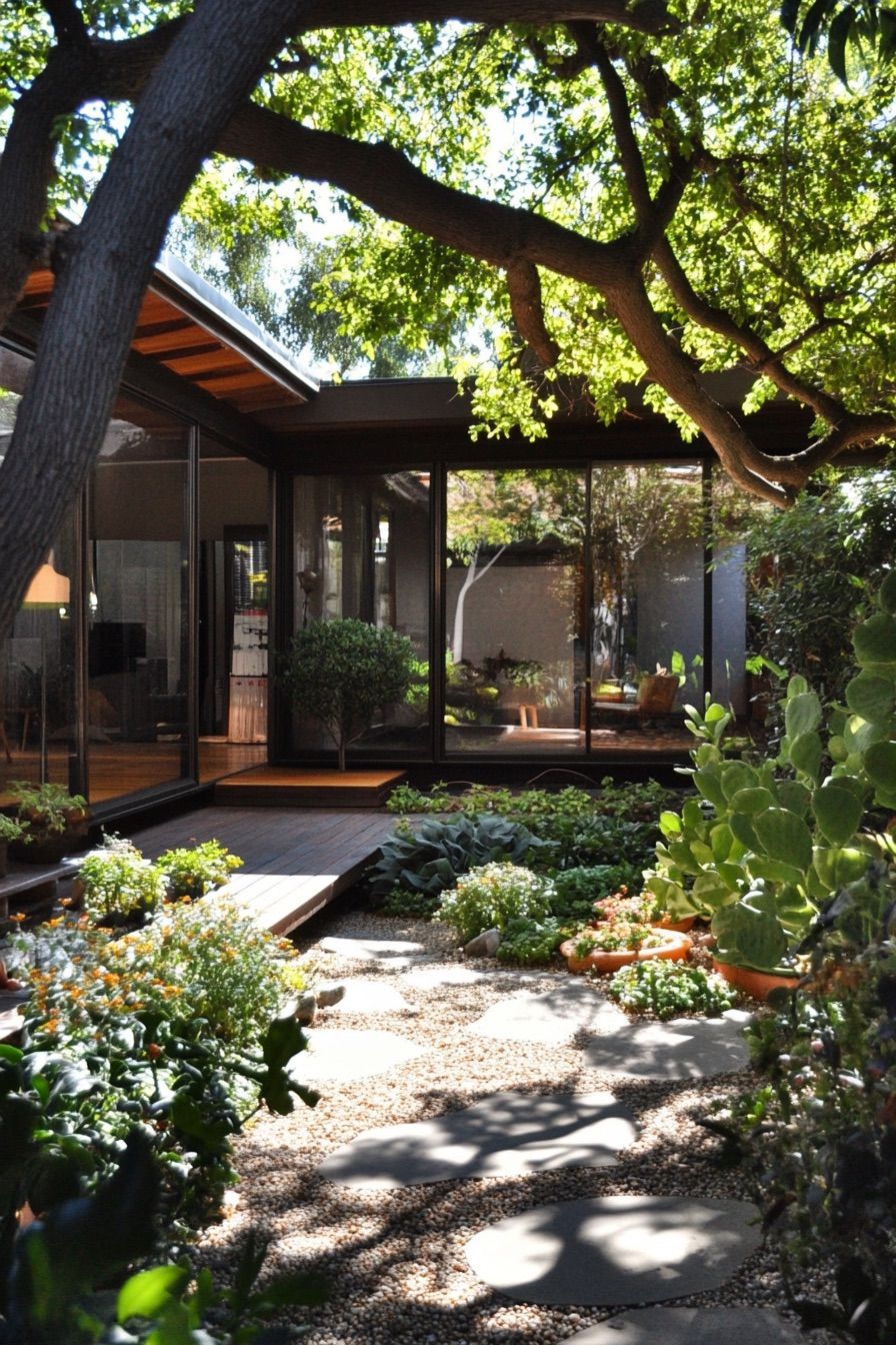 mid century modern house courtyard garden 4