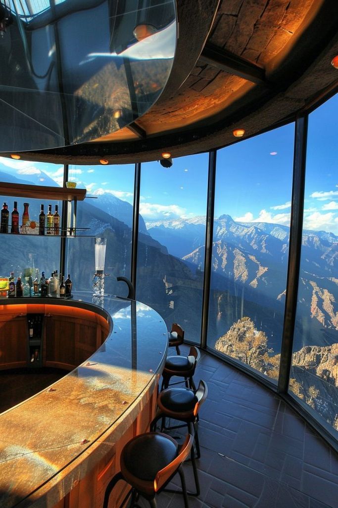kitchen bar with stunning views