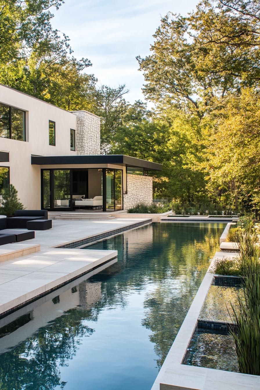 Minimalist Pool With Geometric Landscaping