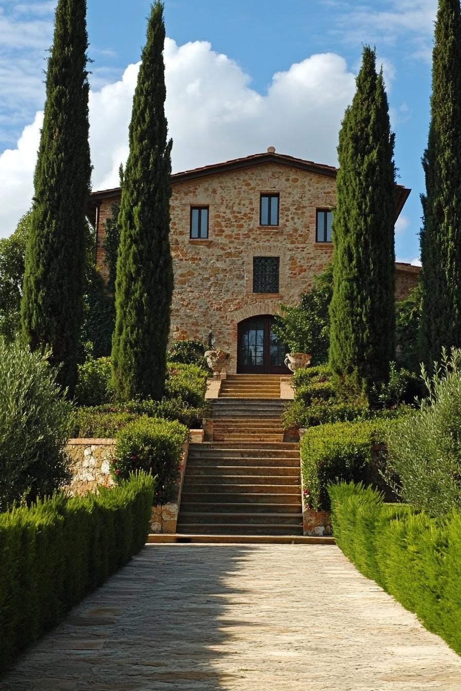 Charming Tuscan Villa with Cypress-Lined Path