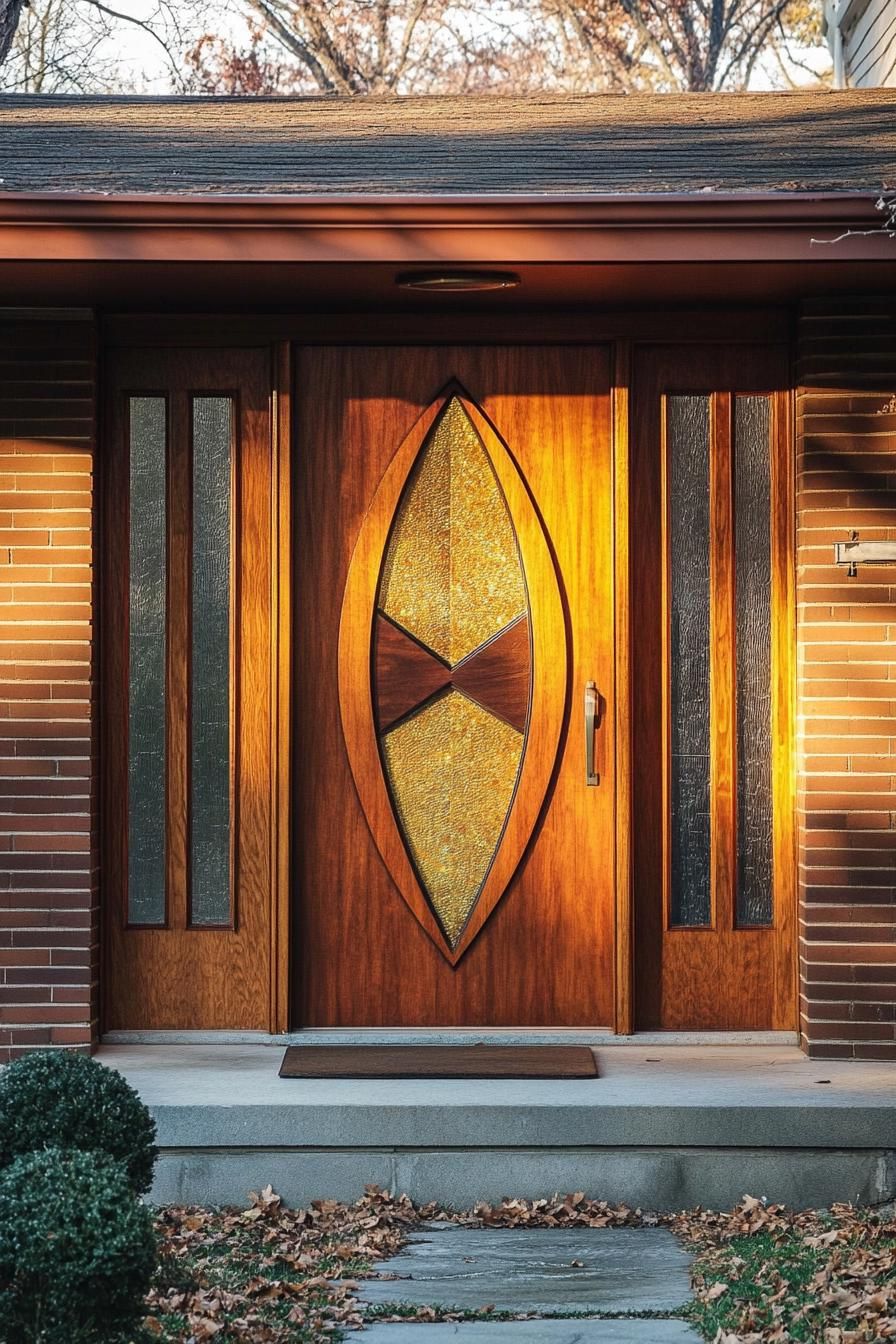 mid century house front door with geometric panels 2