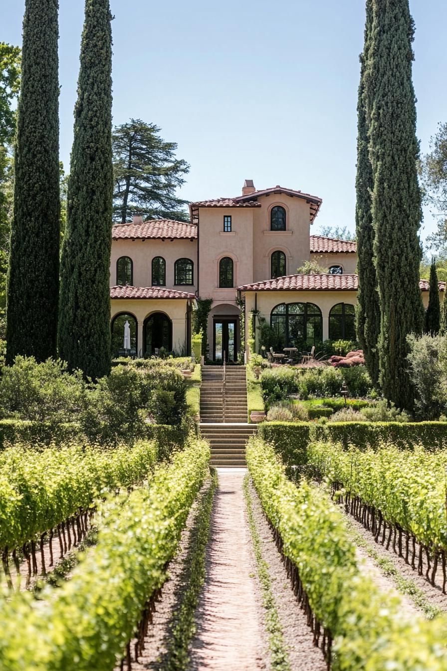 luxury vineyard estate villa with a large vineyard and gardens