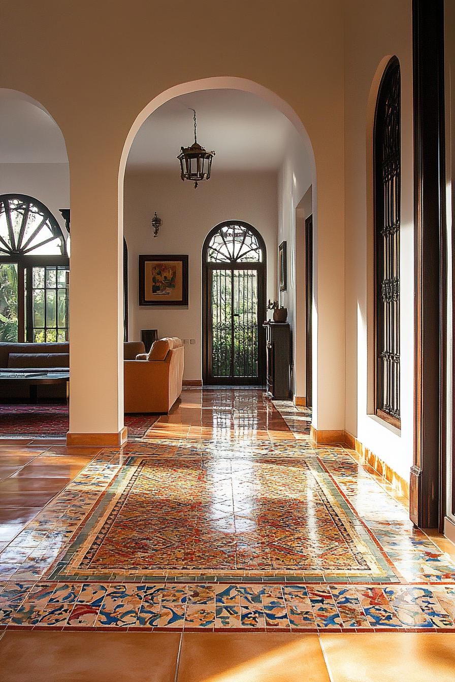 modern spanish villa interior ceramic tile mosaic 3