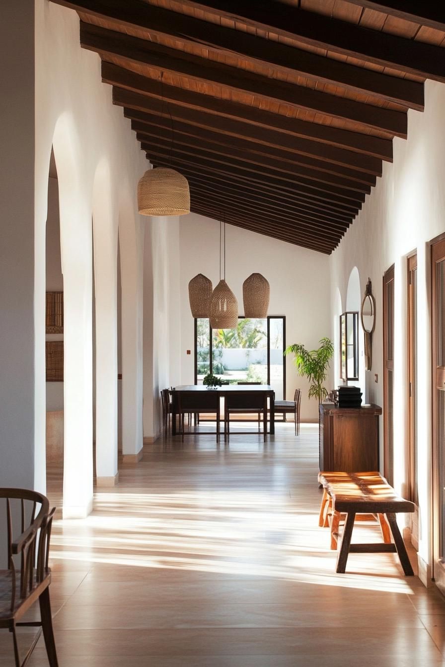 modern spanish villa interior wooden beams 3