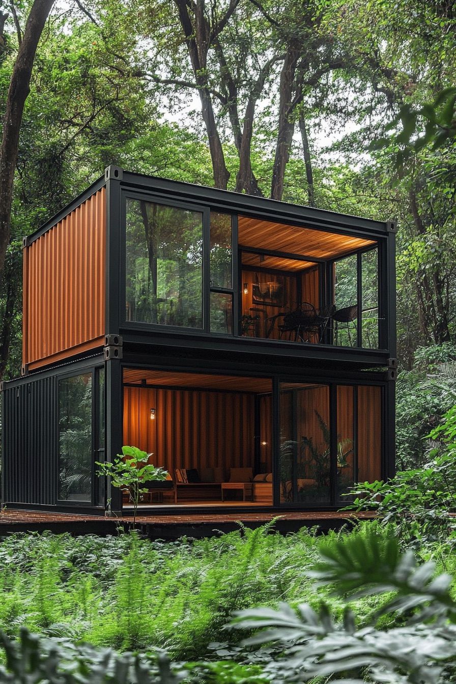shipping container forest canopy cabin 4