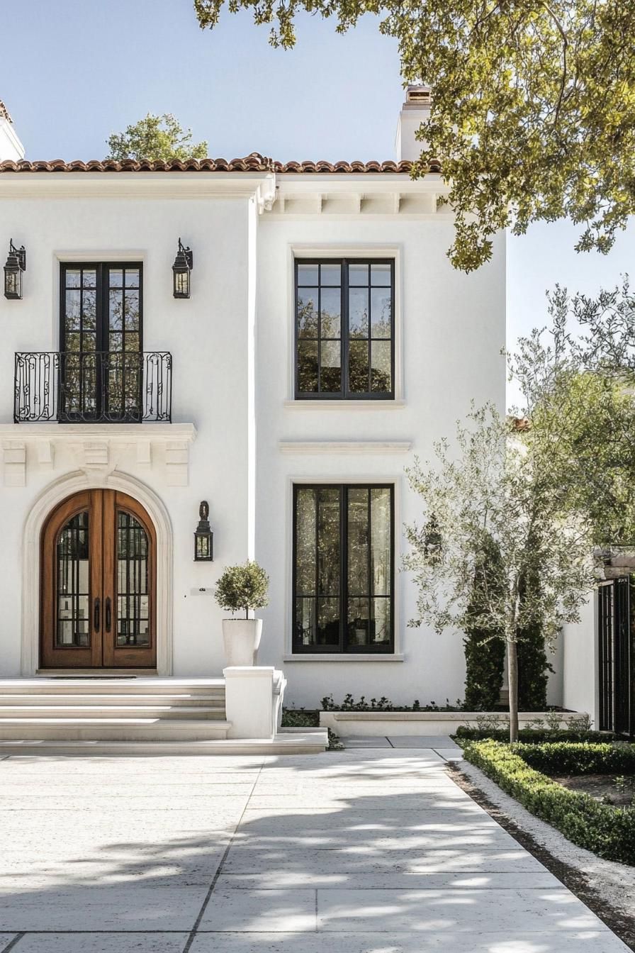 Minimalist White Stucco With Geometric Patterns