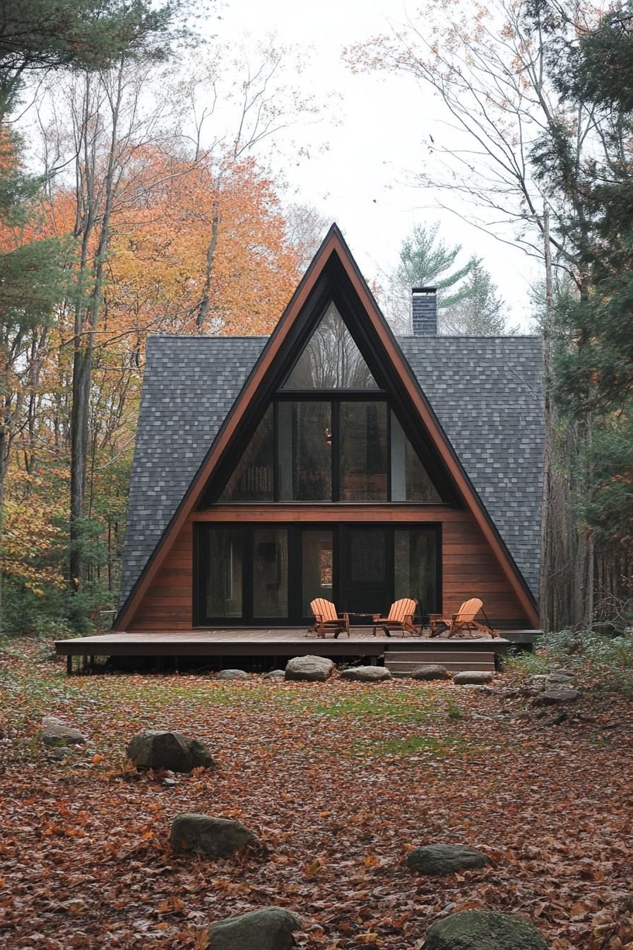 A-frame Cabin With Rustic Timber Veneer