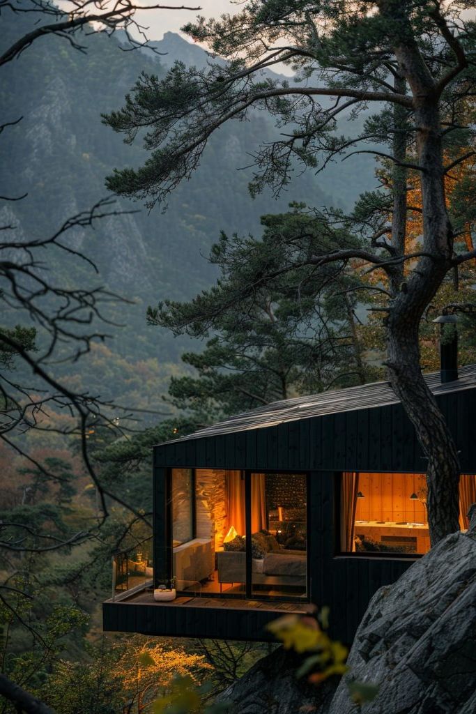 modern black cabin