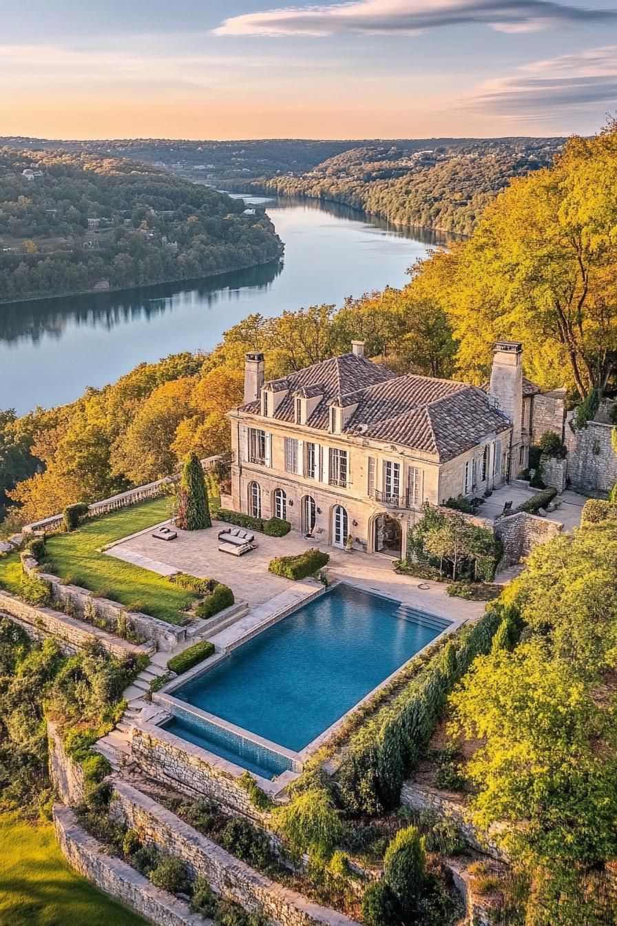Elegant French Mansion with Infinity Pool