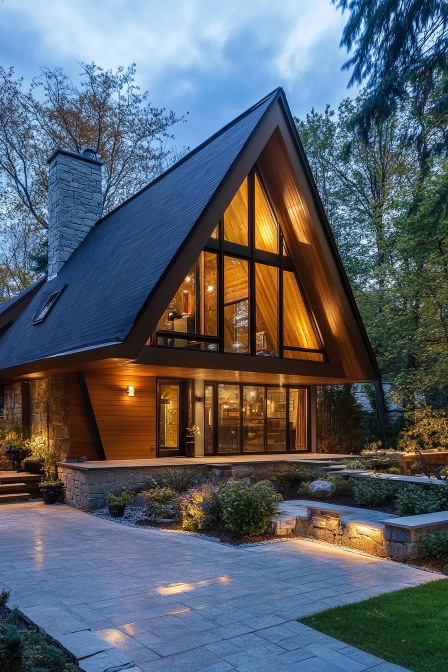 retro style modern house a frame facade vintage chalet style 2