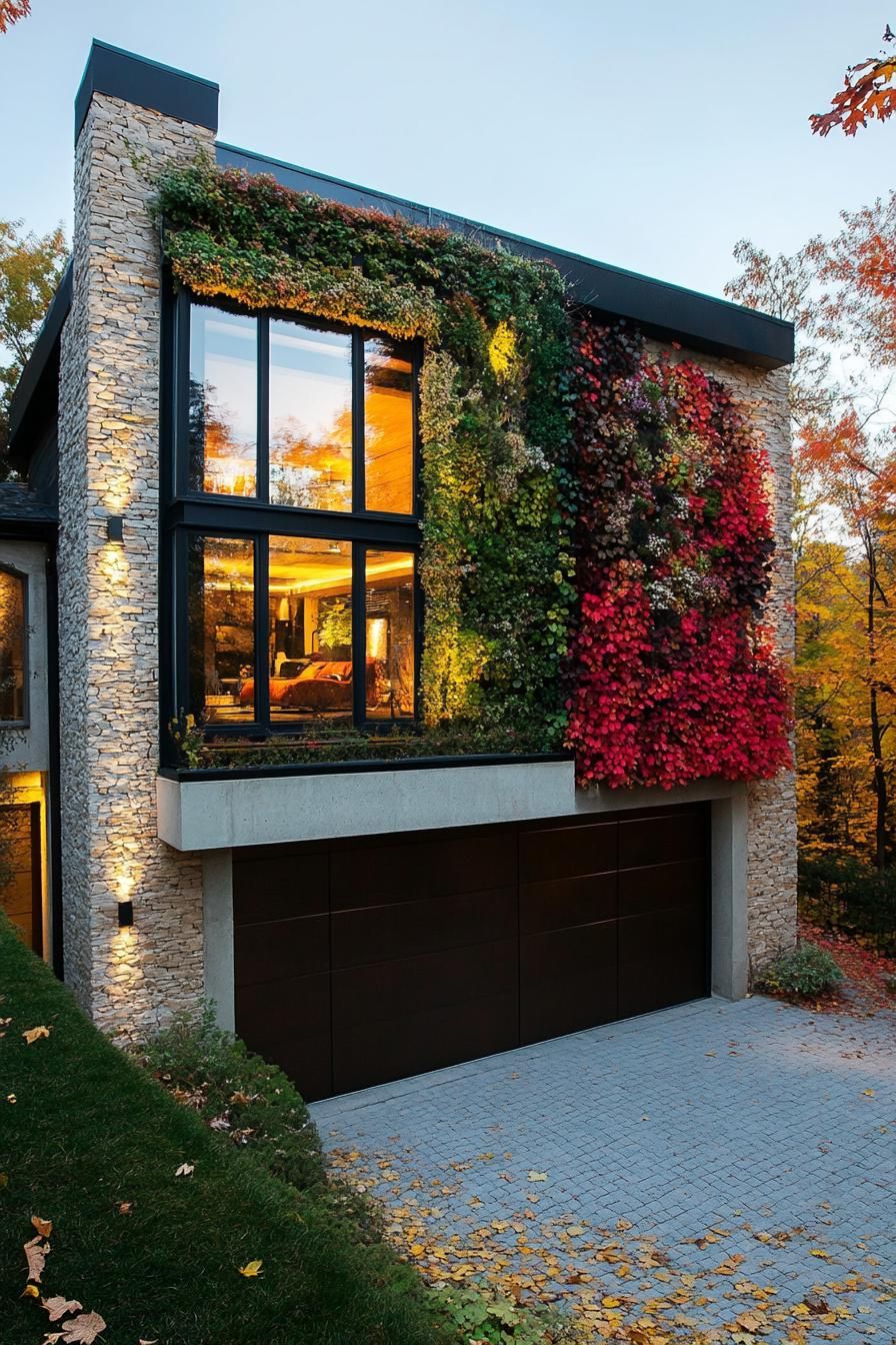 modern house garage with vertical garden facade stunning fall countryside views 2
