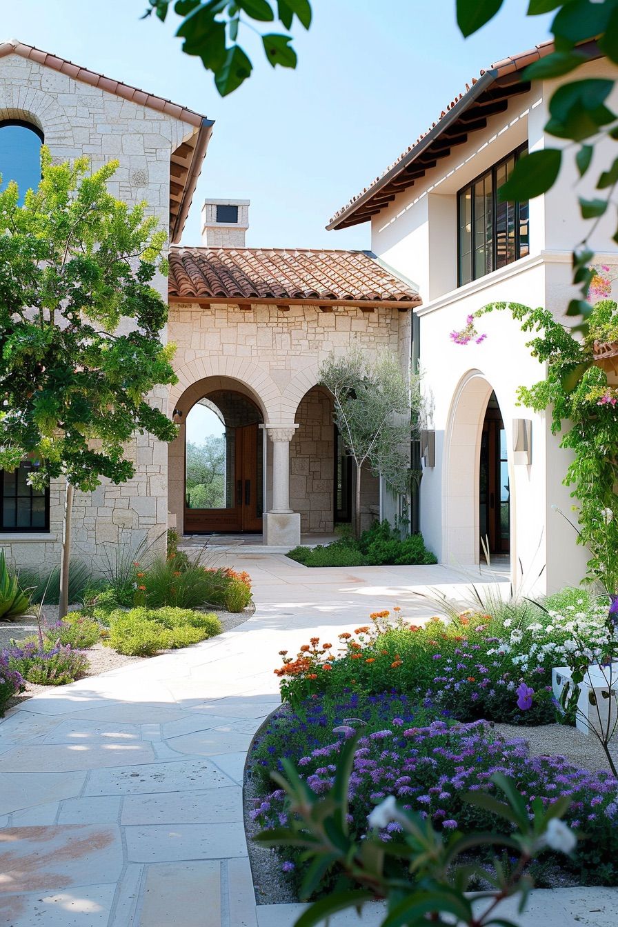 mediterranean house garden arched doorways