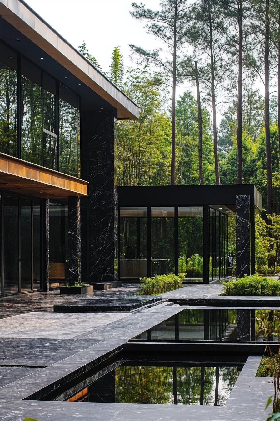 Luxury Modern Mansion With Reflective Pools