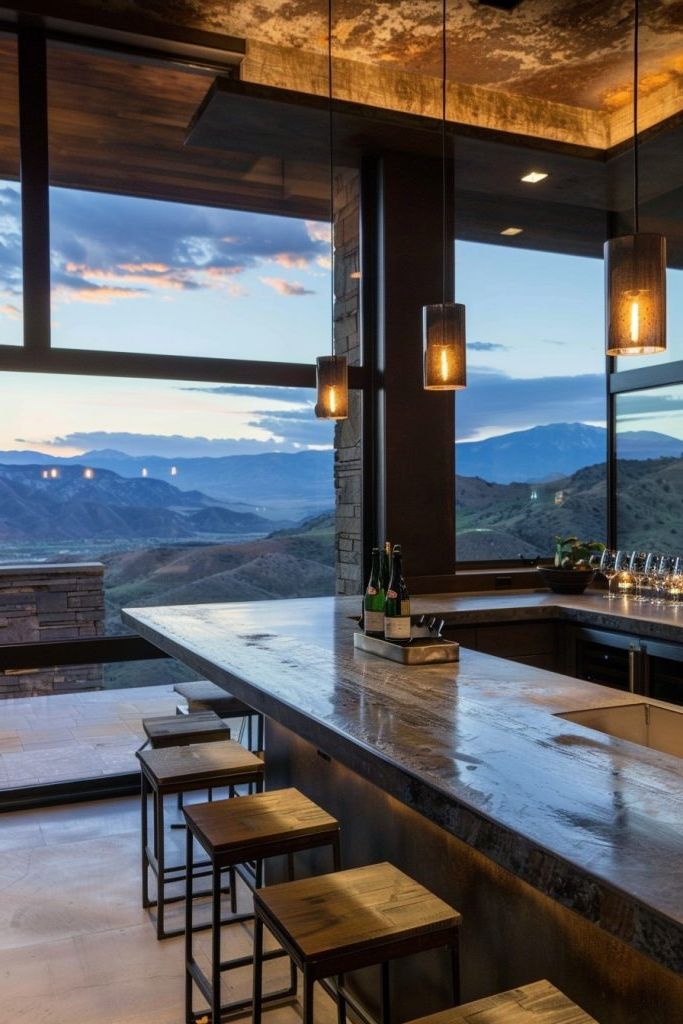 breakfast bar with views
