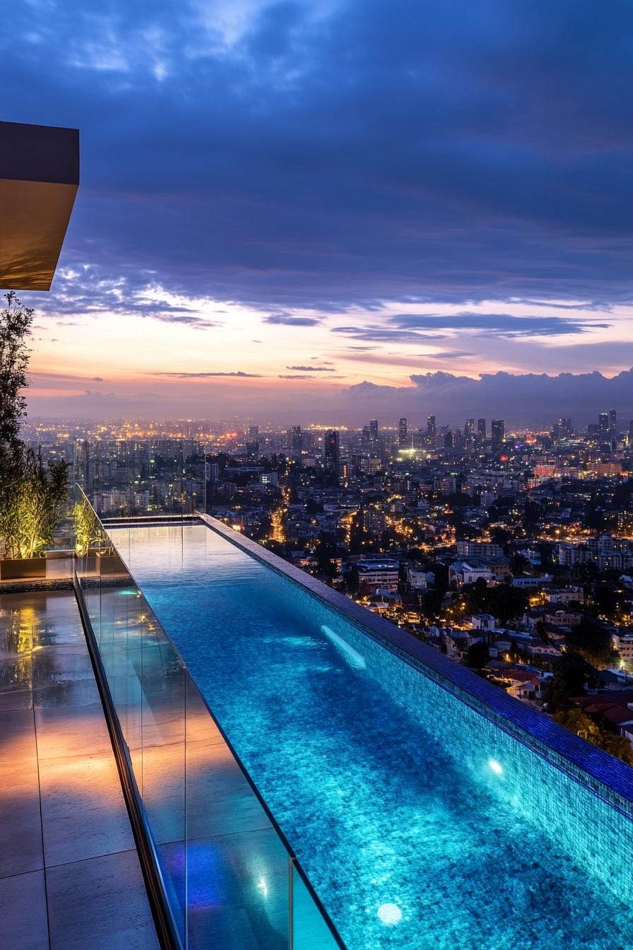Rooftop Pool With Glass Walls