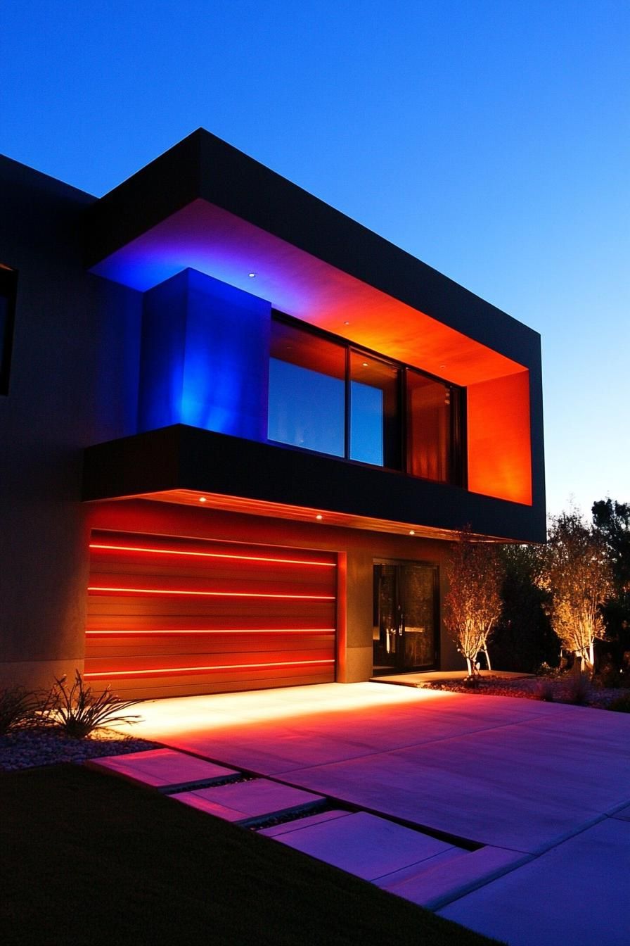 modern house garage with LED lighting in multi color 2