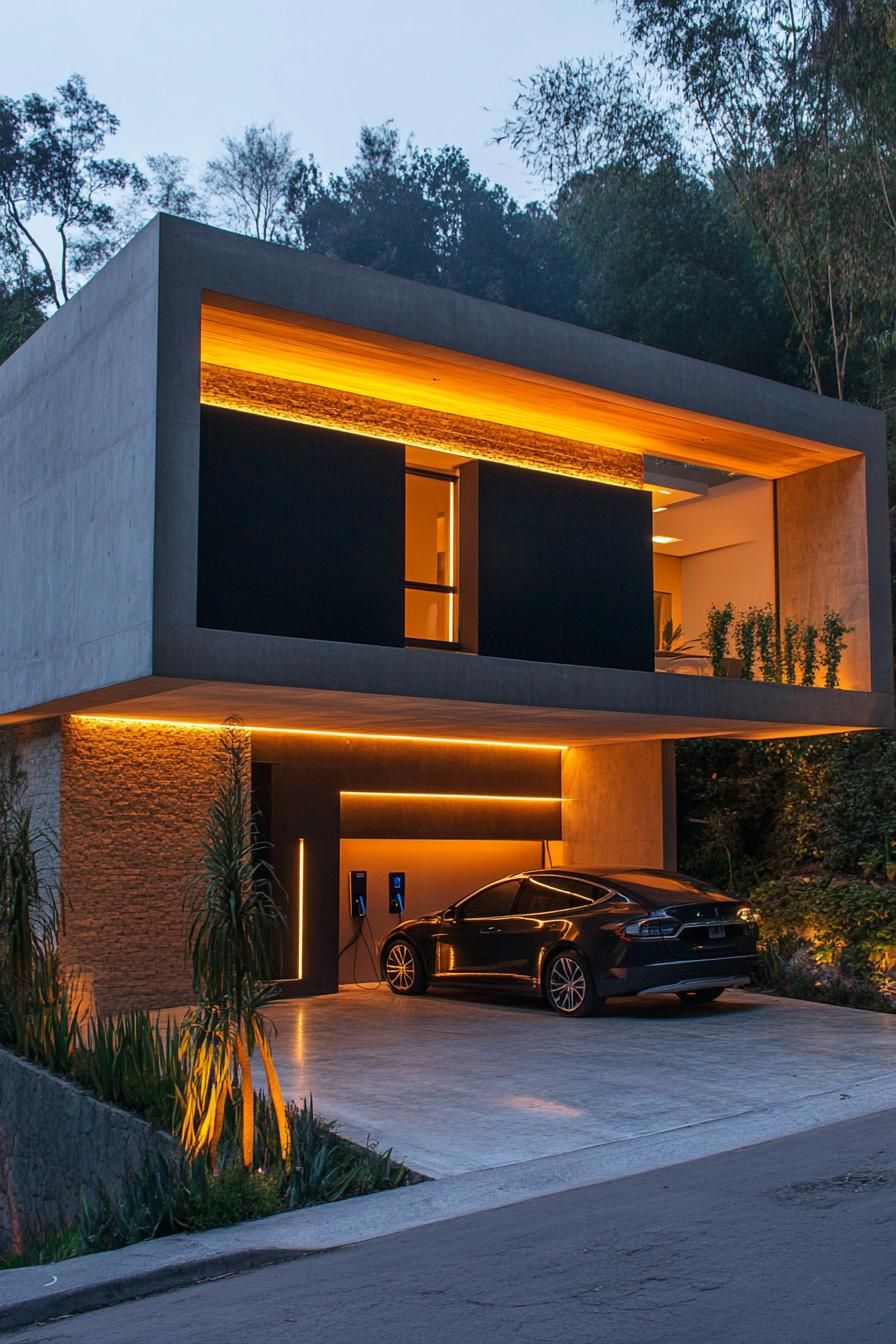 modern house garage with EV charging station 3