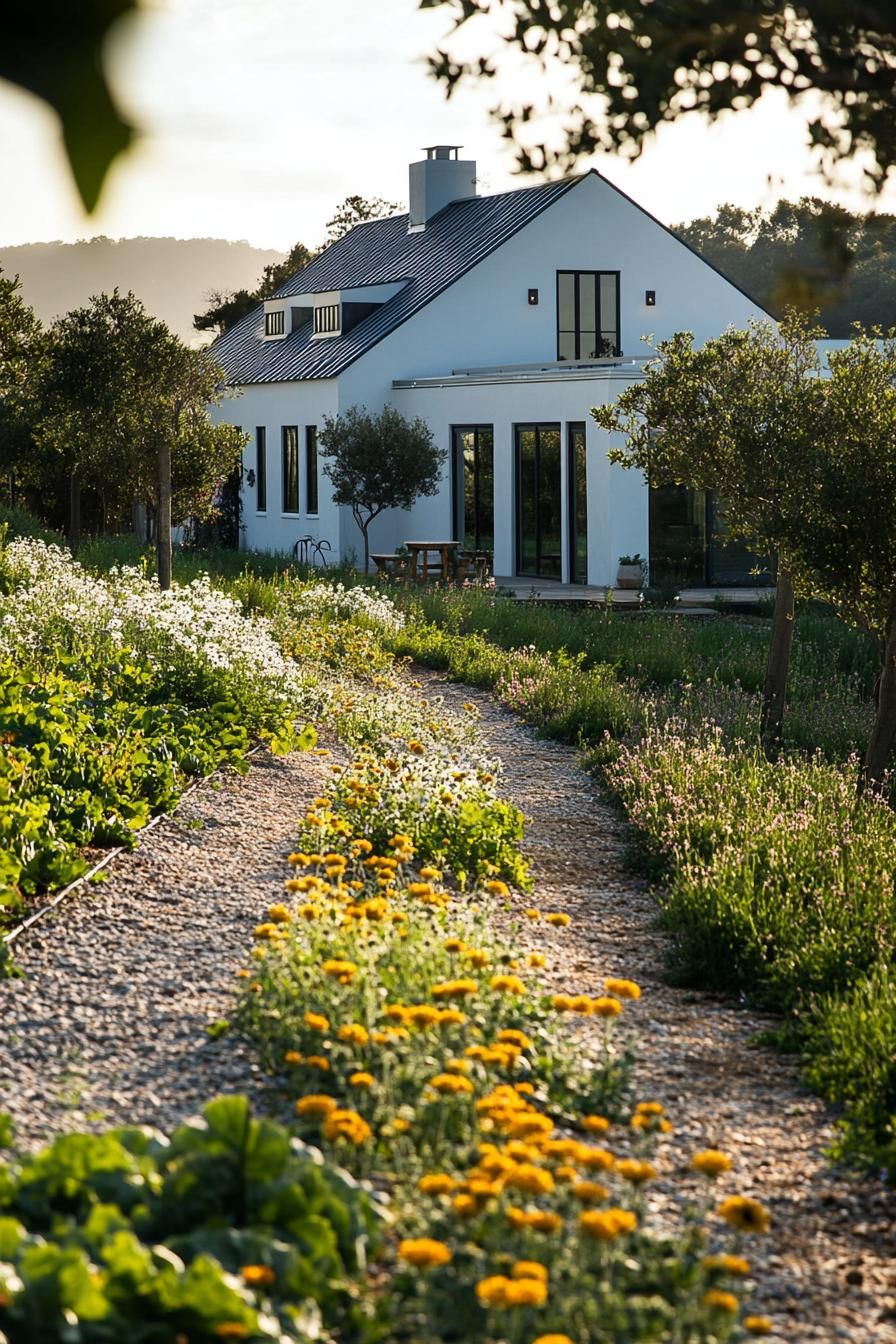 modern farmhouse with permaculture landscape 3
