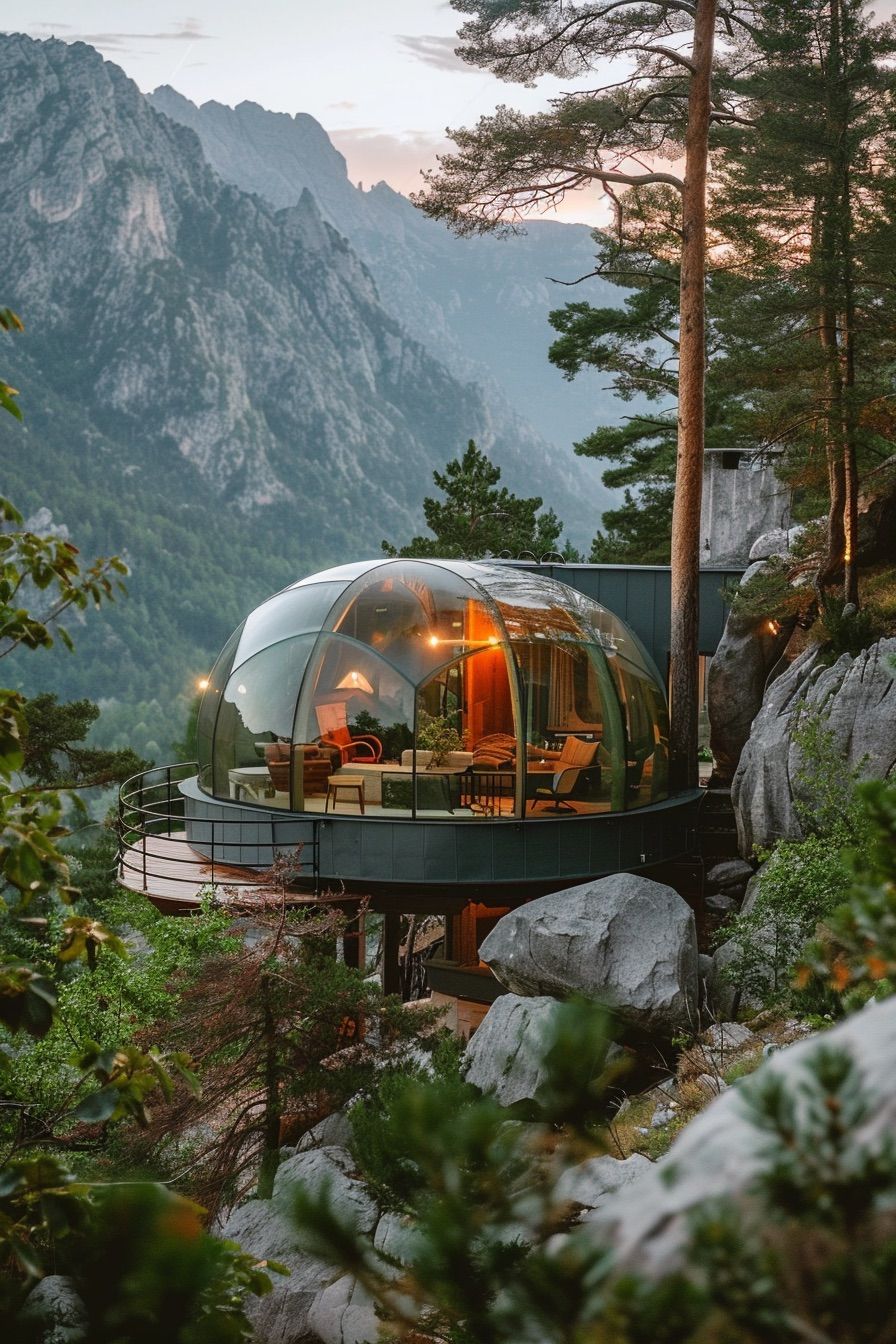 Solar-Powered Glass Dome Cabin