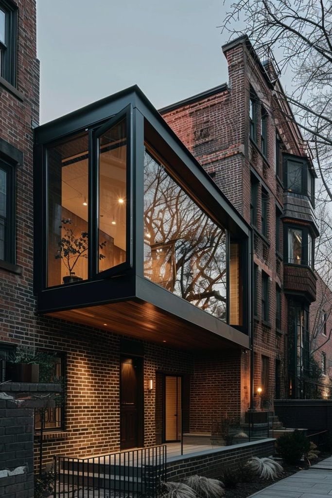 Brick Townhouse, Floating Modern Wing