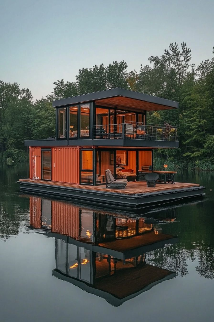 shipping container house houseboat 2
