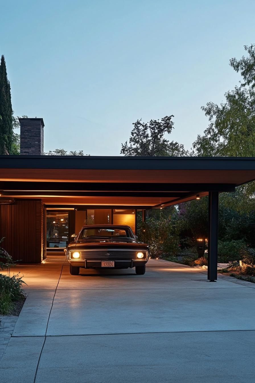 Integrated Carports With Flat Canopies