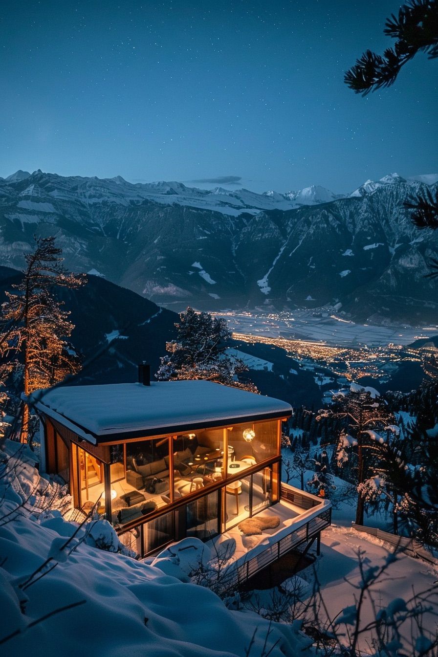 glass cabin open terrace