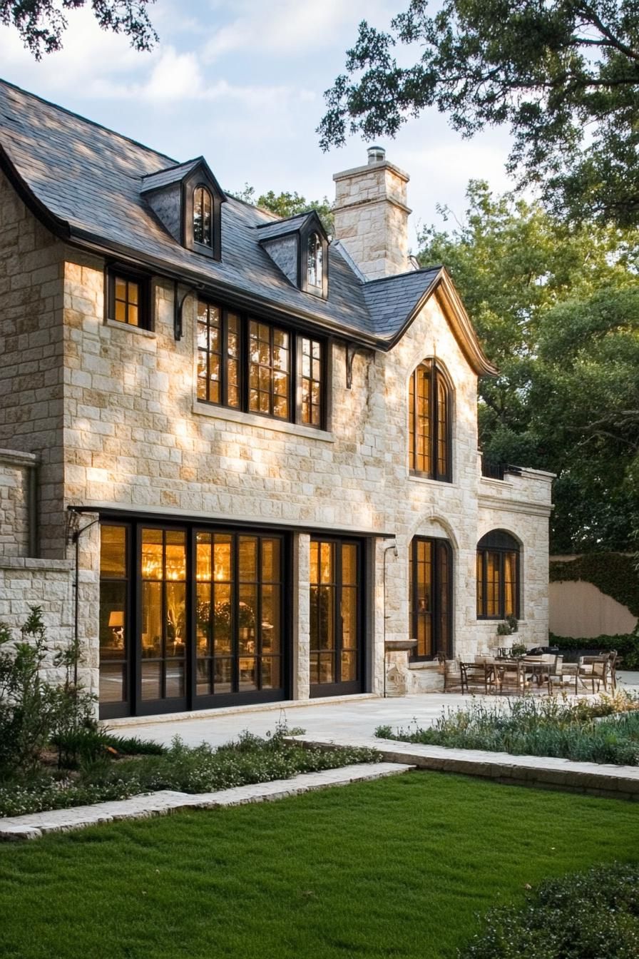 Stone Façades With Large Glass Windows