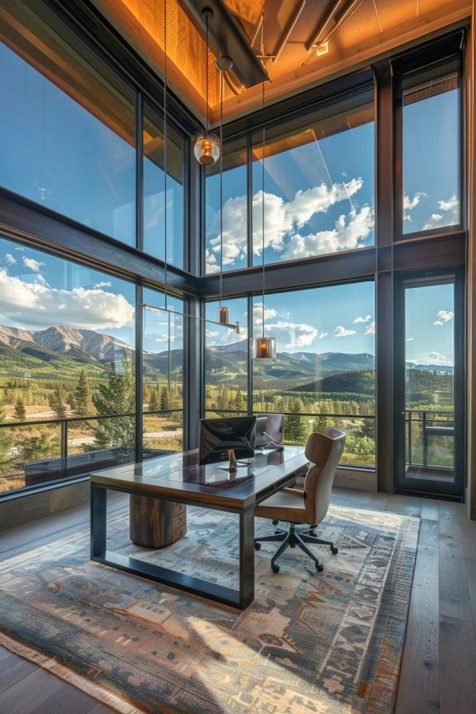 Multi-level Split Office Facing Mountains