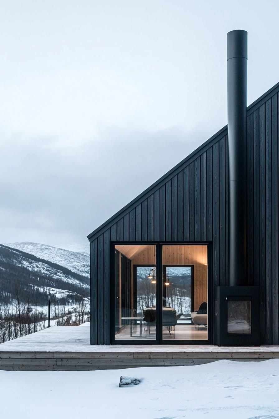 modern barn house style facade with exposed metal ductwork stunning Scandinavian terrain views 2