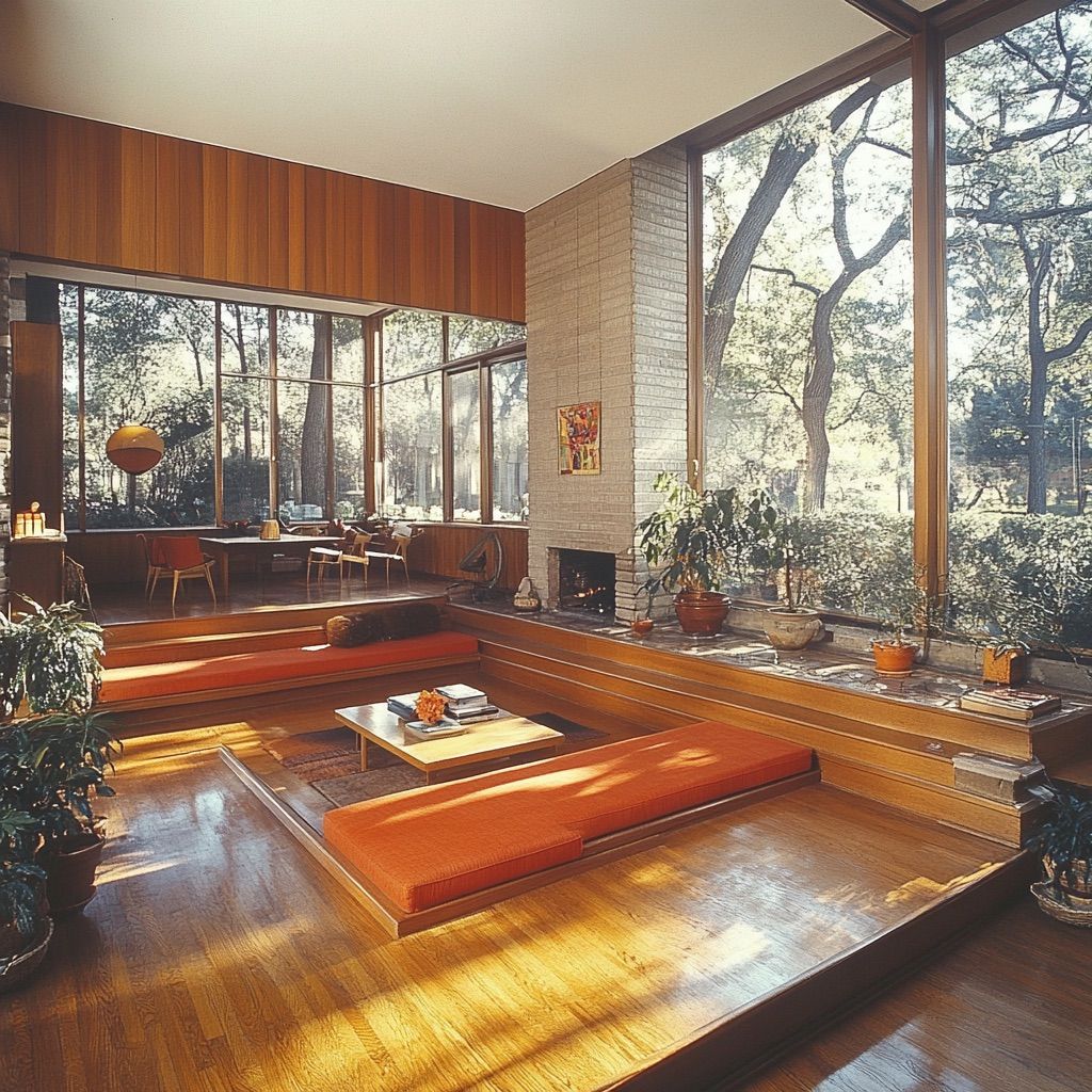 mid century modern house sunken living room 4